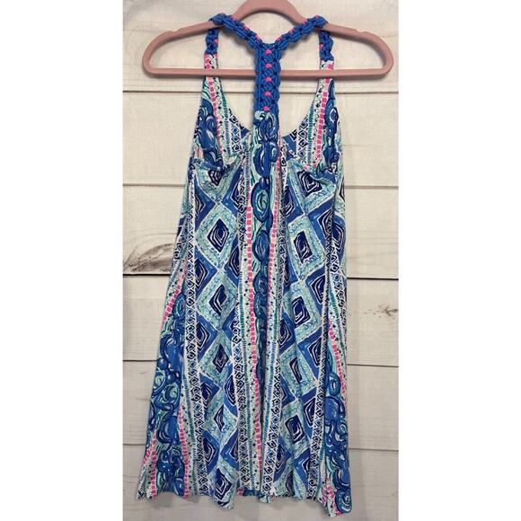 Lilly Pulitzer Size Xs Dress With Roped Straps Blue Pink Print - Picture 3 of 6
